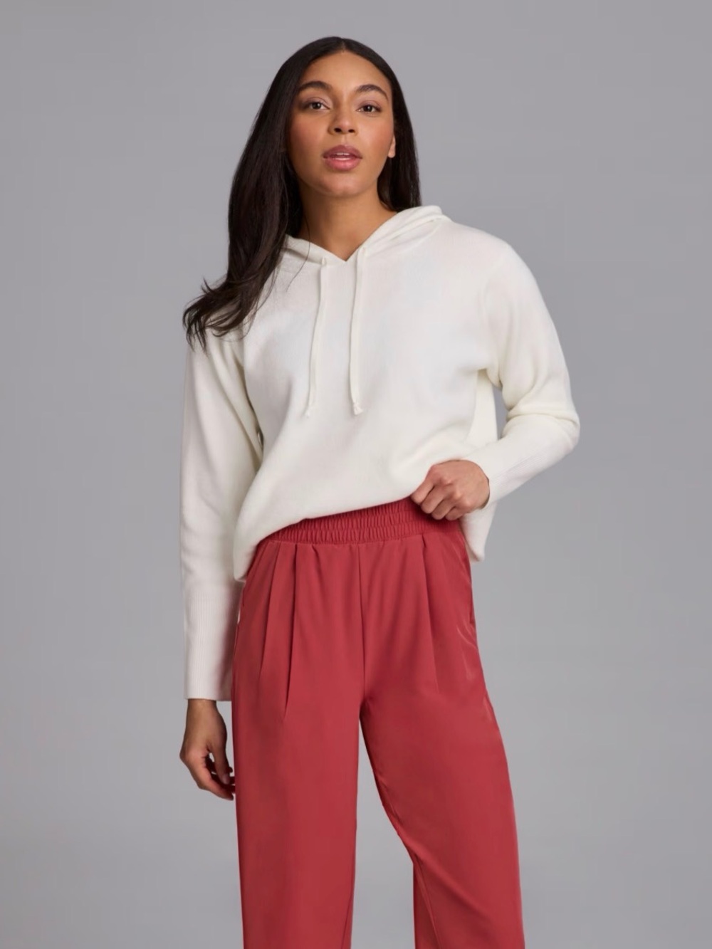 Banana Republic Ivory Hooded Knit Pullover